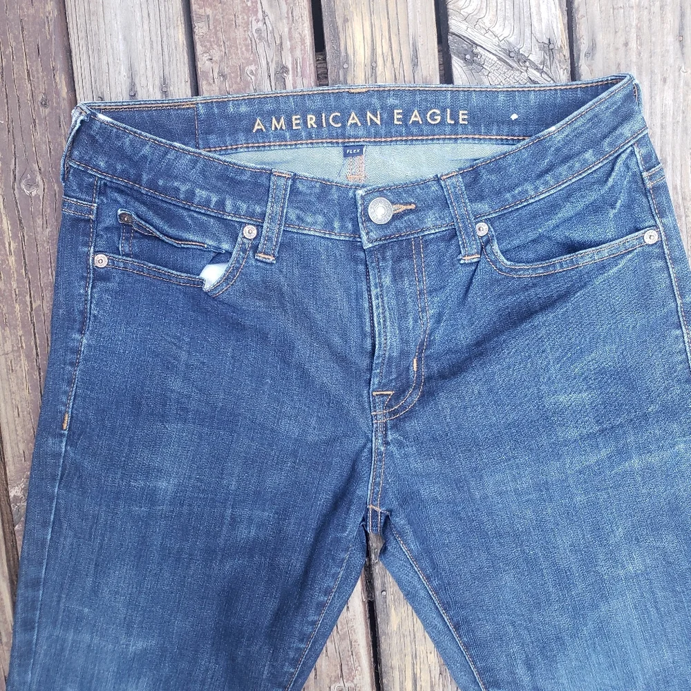 American Eagle Outfitters FLEX Dark Blue and Distressed Jeans - 32x34